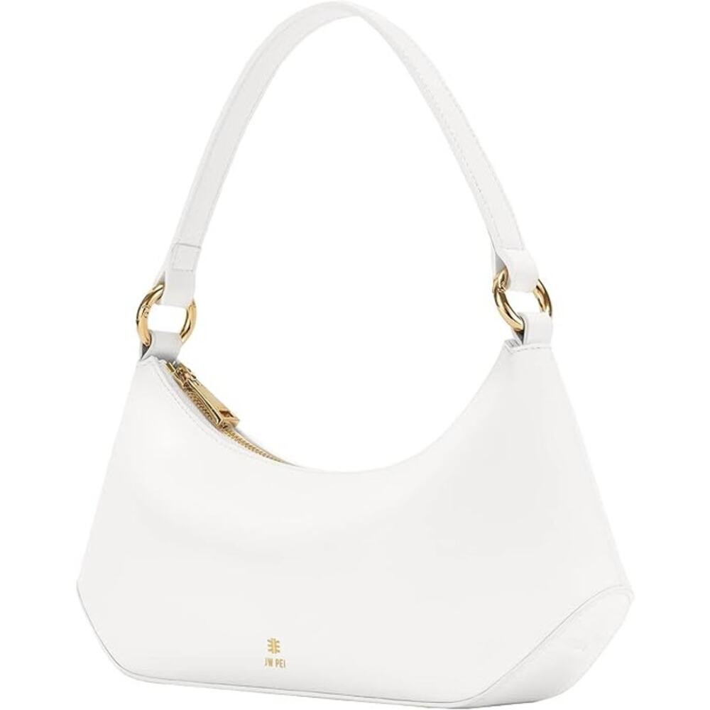 New JW PEI Womens White Leather Zip Up Gold Zipper Accents Lily Shoulder Bag - Picture 4 of 6